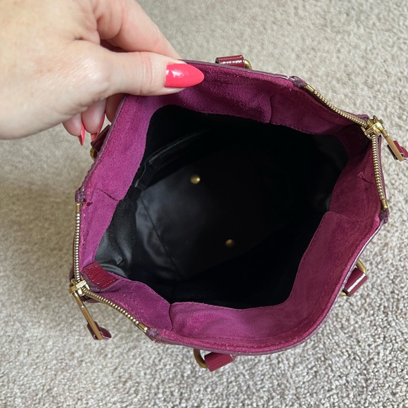 YSL Mini Downtown tote Wine Maroon Red Patent leather Designer Saint Laurent - Picture 6 of 8